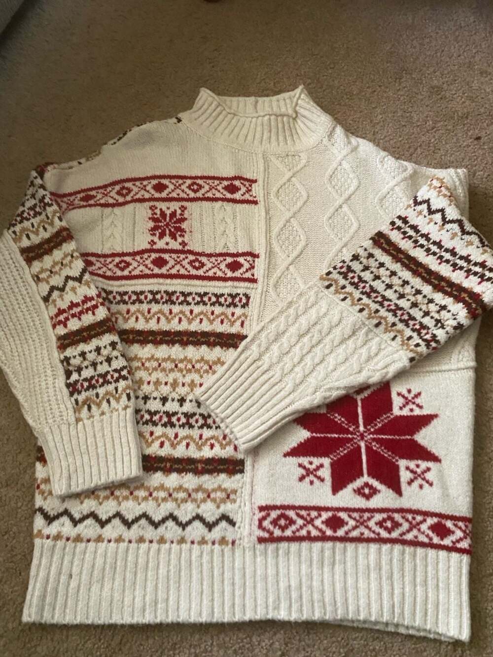 American Eagle Outfitters Fair Isle Patchwork Mock Neck Sweater Size L